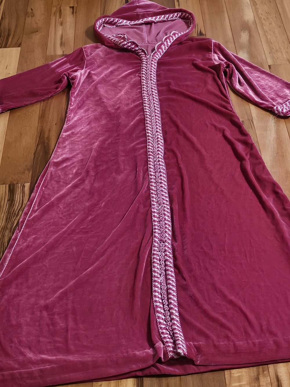 velvet hooded Moroccan Djellaba (or hooded kaftan robe)